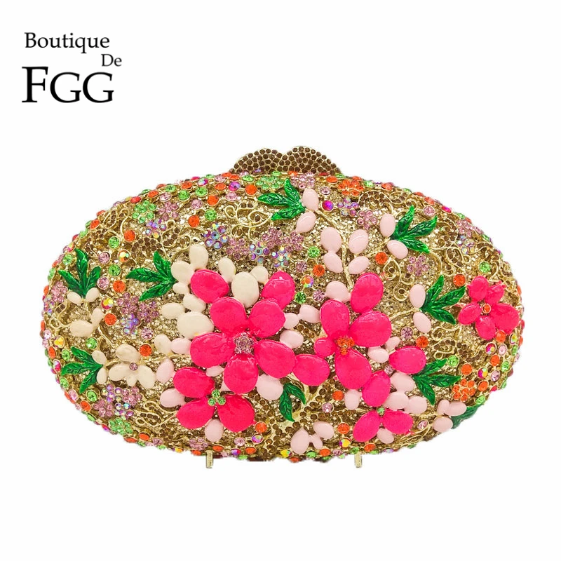 

Роскошные Разноцветные сумочки Boutique De FGG, женский клатч с кристаллами, вечерняя сумка-минодьер, свадебные сумочки с цветами, кошелек для невесты