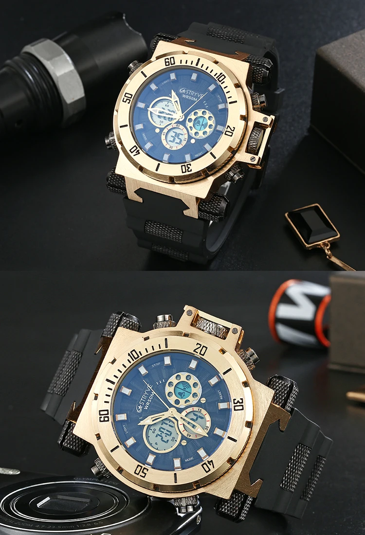 STRYVE 2020 Sport Watch Japan Miyota Waterproof Date Watch Top Brand Luxury Watch for Men Clock LED Backlight Watch reloj hombre