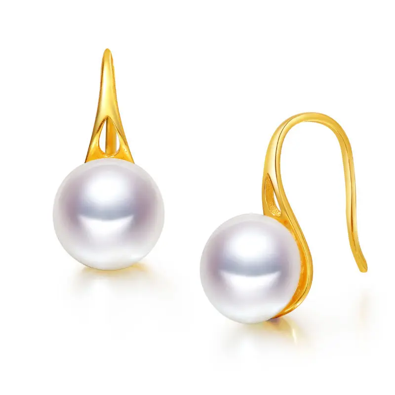 DMCEFP068 8-9mm Natural Freshwater Pearl Earrings Gold Color High heel style Silver 925 Jewelry For Women | Украшения и