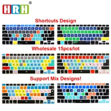 HRH Горячая Прочный опт 15 шт. тонкий горячий ключ ярлыки силиконовый чехол для клавиатуры для Macbook Air Pro retina 1" 15"