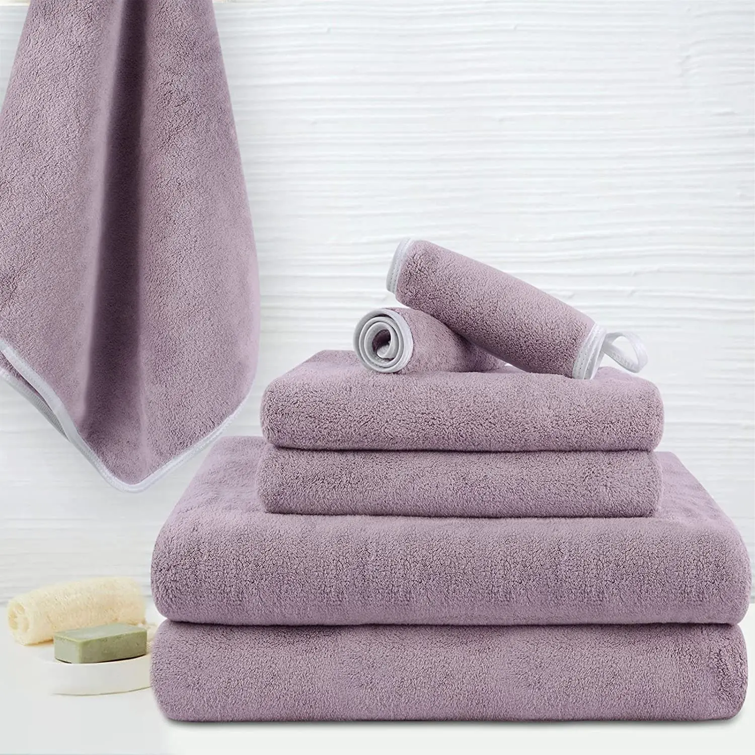 Sinland Ultra Absorbent Household Microfiber Bath Towel Face Hand Towel Set Bathroom Shower Spa For Home Hotel Adults 6