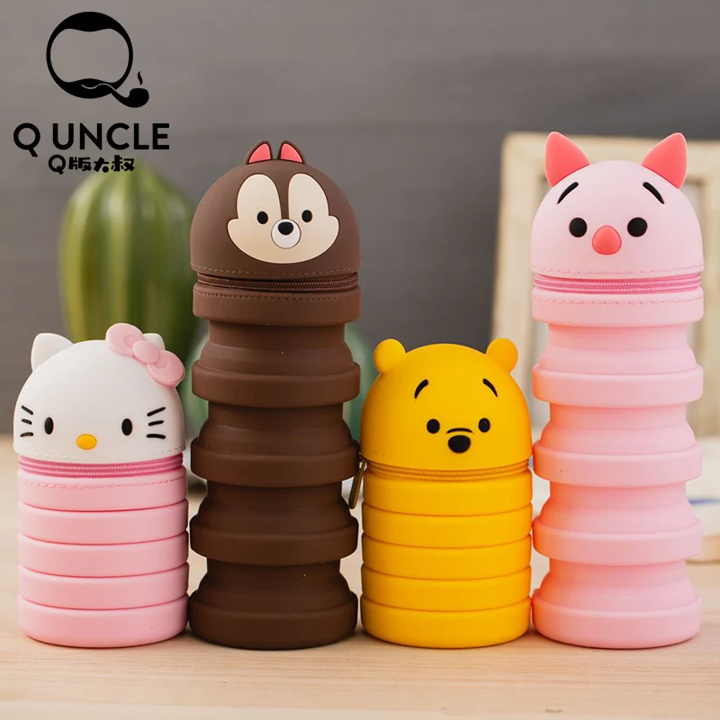 

Q UNCLE Decompression Pen Holder Honeymoon Cosmetic Bag Portable Cosmetic Key Storage Tube Zipper Pouch Silicone Makeup Case