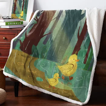 

BIGHOUSES Throw Blanket Woods Ducks Raining Standing Water Motherly Fleece Blankets Personalized Blankets Bedclothes