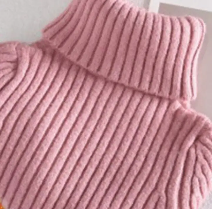 pink thick Рождественский теплый зимний свитер с высоким воротником и длинными рукавами для мальчиков и девочек, топы для малышей, детский школьный пуловер, свитера, детская одежда - Color: pink thick