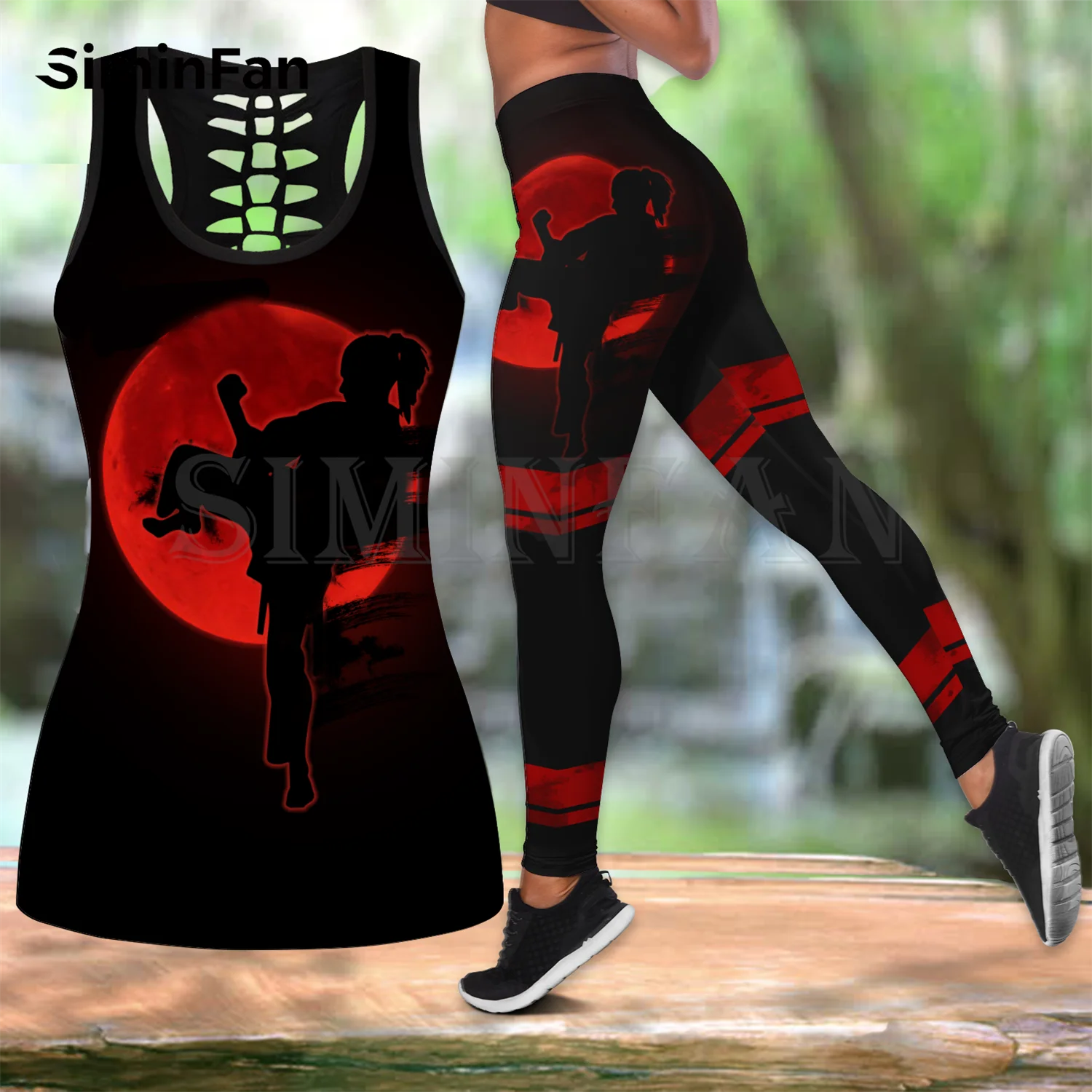 Hollow Tanktop & Leggings for Women, Female Casual 3D Printing Bass Fishing  Sexy Vest : : Fashion