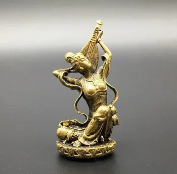 

Chinese Exquisite Folk Classic Old Pure Bronze Carved Beautiful Woman Statue Buddha Statue Small Gift