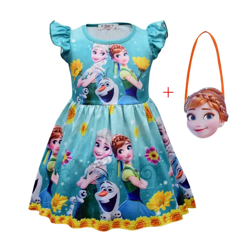 Сюрприз из мультфильма «Холодное сердце» 2 «Холодное сердце» Aisha/платье Fei рукава, принт Анны платье принцессы; праздничное платье для девочек; детское платье
