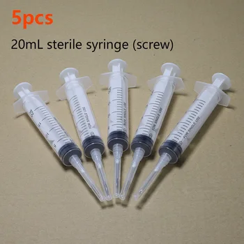 

5pcs 20ml 20cc Luer lock sterile Syringe With Sharp End Tip Needle screw Storage Crimp sealed Cap Dispensing Adhesives