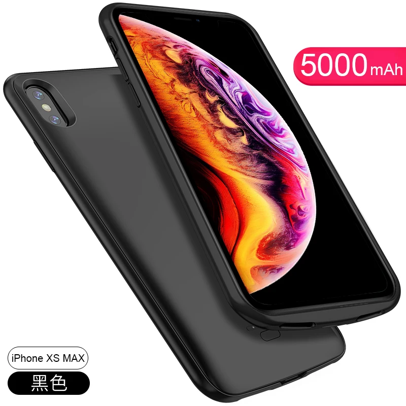 5000 мА/ч для iPhone XSMax, внешний аккумулятор, зарядный чехол, аудио разъем, Mgnetic, портативный внешний аккумулятор, зарядное устройство, защитный чехол - Цвет: Black