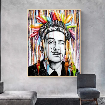 

QKART Wall Art Canvas Print Graffiti Painting Figure Animal Picture For Living Room Home Decor No Frame