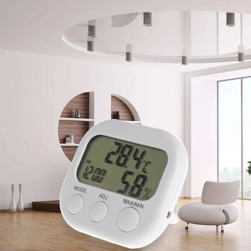 Digital LCD Thermometer Humidity Meter Hygrometer Max Min Air Temperature Clock 
