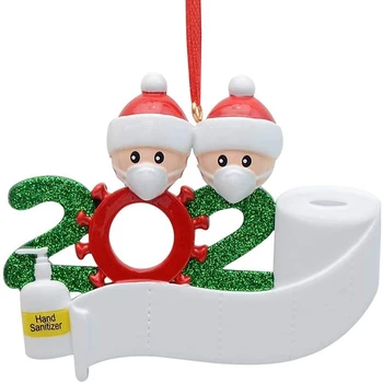 

Quarantine with Face Masks Hand Sanitized Christmas Ornament