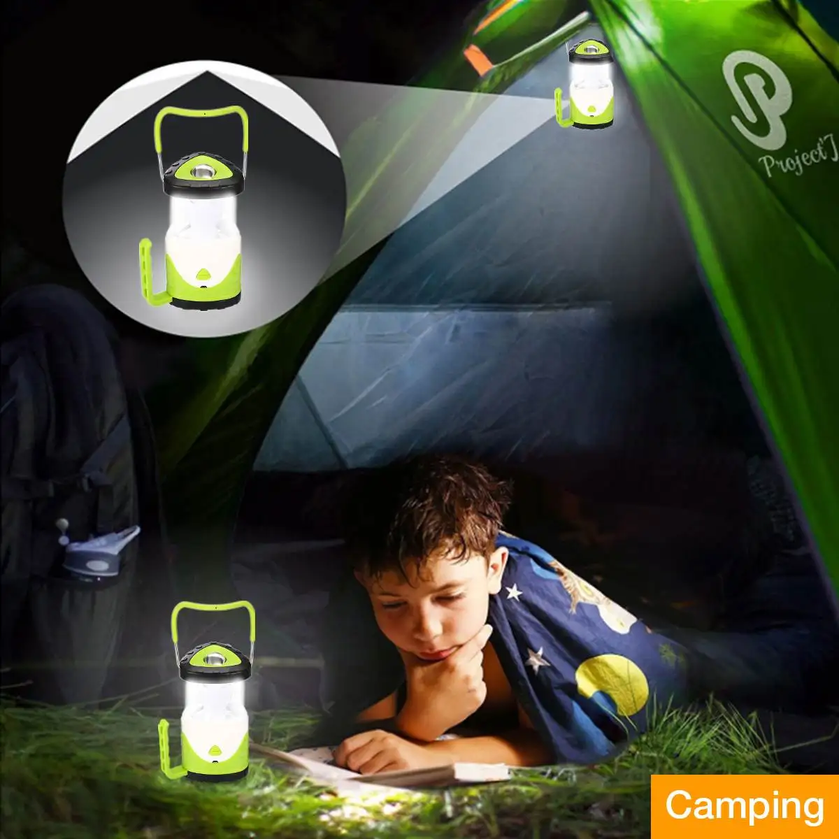 Portable USB Rechargeable Collapsible LED Camping Lanterns Flashlight /Ambient Light /Rescue Light 7 Colorful Changing Light