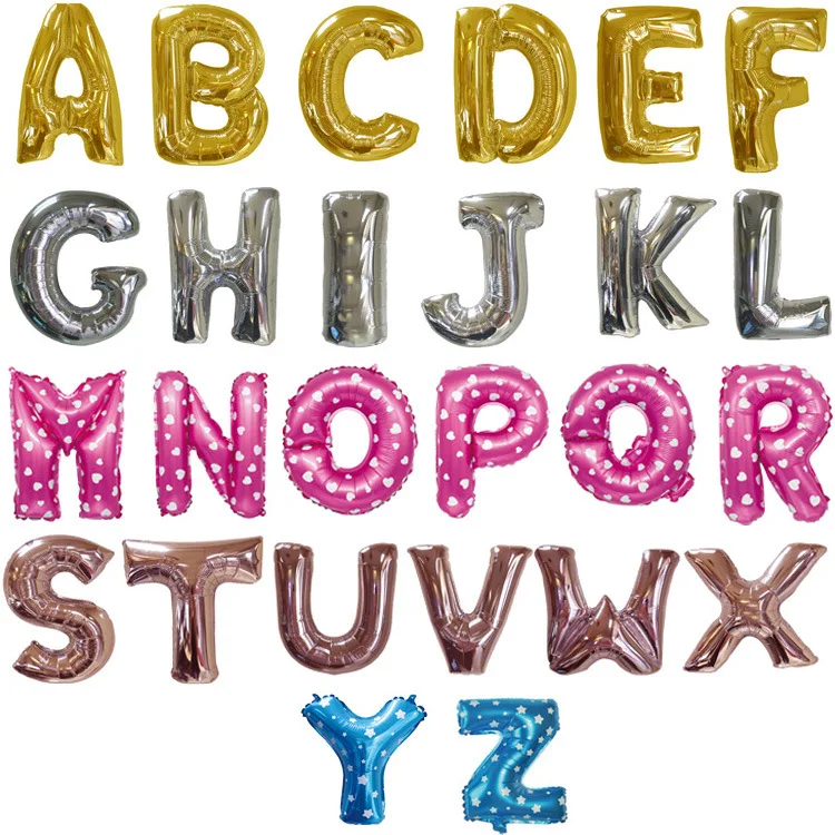 

16-Inch Golden Lettered Aluminum Film Balloon English Lettered Aluminum Film Foil Balloon Decoration Letter Balloon