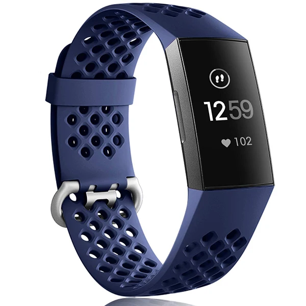 Синий Силиконовый ремешок для Fitbit Charge 3 спортивный ремешок для часов дышащий браслет для Fitbit Charge 3 разных цветов маленький большой - Цвет: Синий