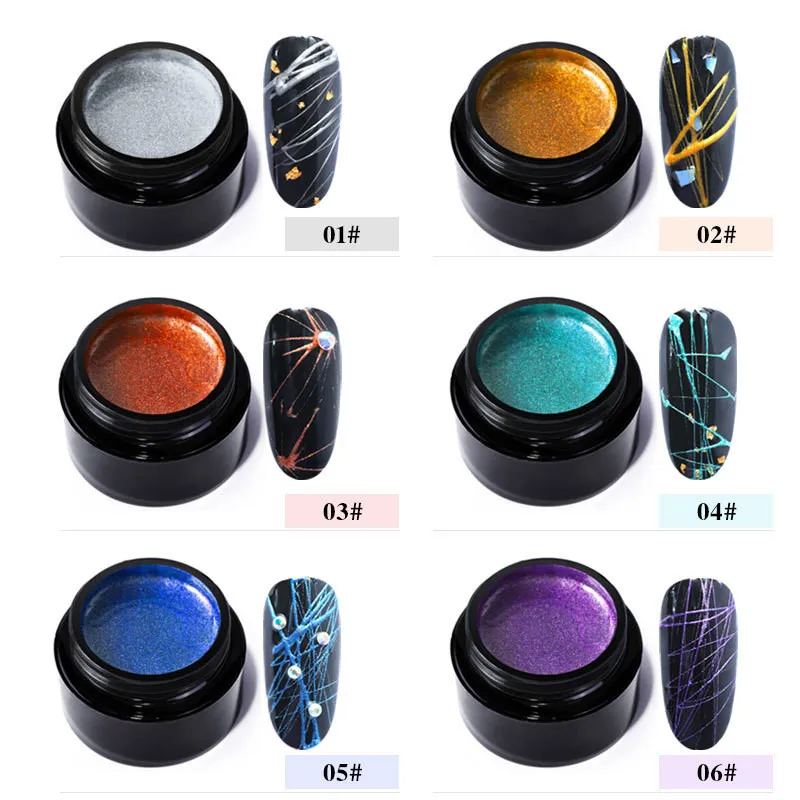 8 Ml UV Gel Nail Art Metal Copper Silk Glue Mini Cans Japanese Style Nail Art Metal Painted Glue Mirror Glue Drawing Nail Gel