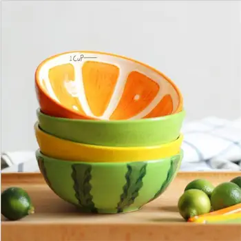 

Household Dinner Bowl Cute Watermelon Ceramic Rice Bowl Hand-painted Fruit Bowl Creative 5 Inch Dessert Bowl Children's Rice