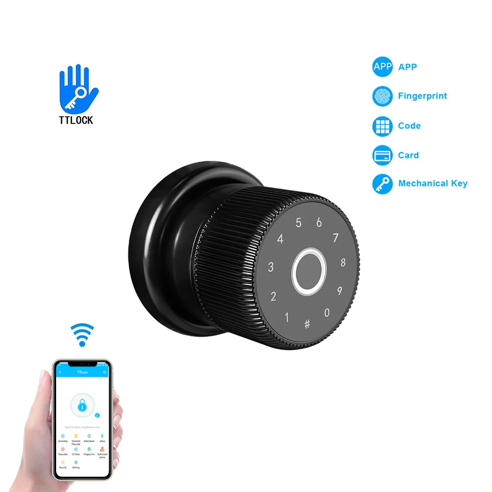 

YOHEEN Zinc Knob TTlock App Ble WiFi Control Handle Door Lock Electronic Digital Card Biometric Fingerprint Smart Lock