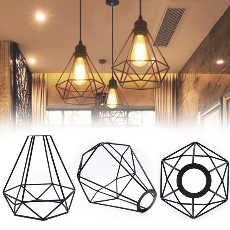 

Retro Edison Wire Birdcage Shape Lampshade Ceiling Lighting Fixtures DIY Lamp Base holder Home Decor