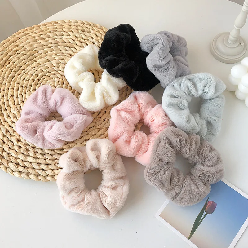 

New Autumn Winter Headband Sweet Cute Imitation Rabbit Fur Plush Elastic Hair Band Ponytail Holder Girls Hair Accessories