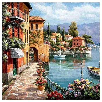 

Paint By Numbers DIY Acrylic Painting Kit for Kids & Adults 40X45cm Silent Harbor Pattern with 3 Brushes