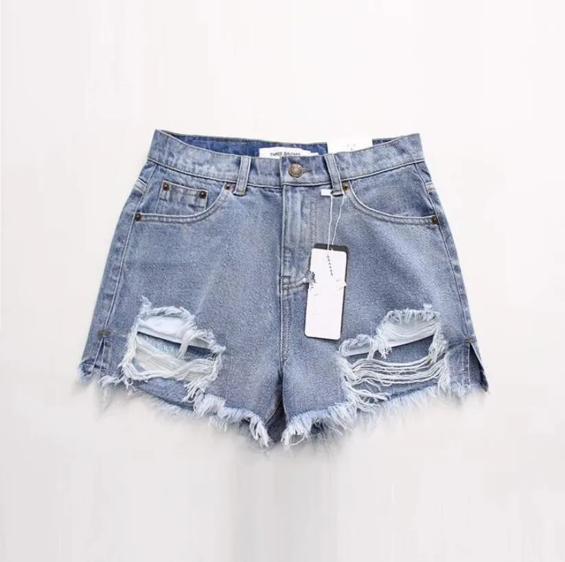 light blue Новые летние джинсовые шорты с потертостями женские джинсовые шорты с кисточками q510 - Цвет: light blue