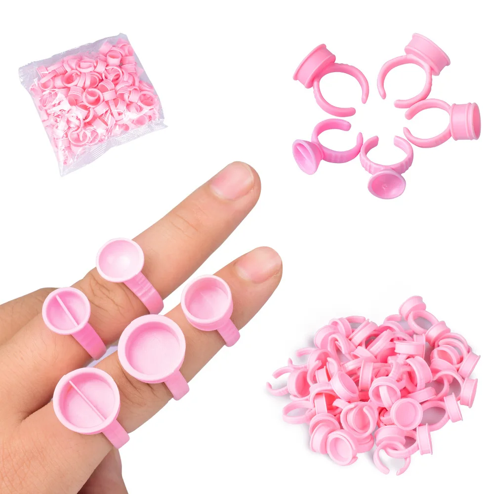 100Pcs Disposable Caps Microblading Pink Ring Tattoo Ink Cup For Women Men Tattoo Needle Supplies Accessorie Makeup Tattoo Tools