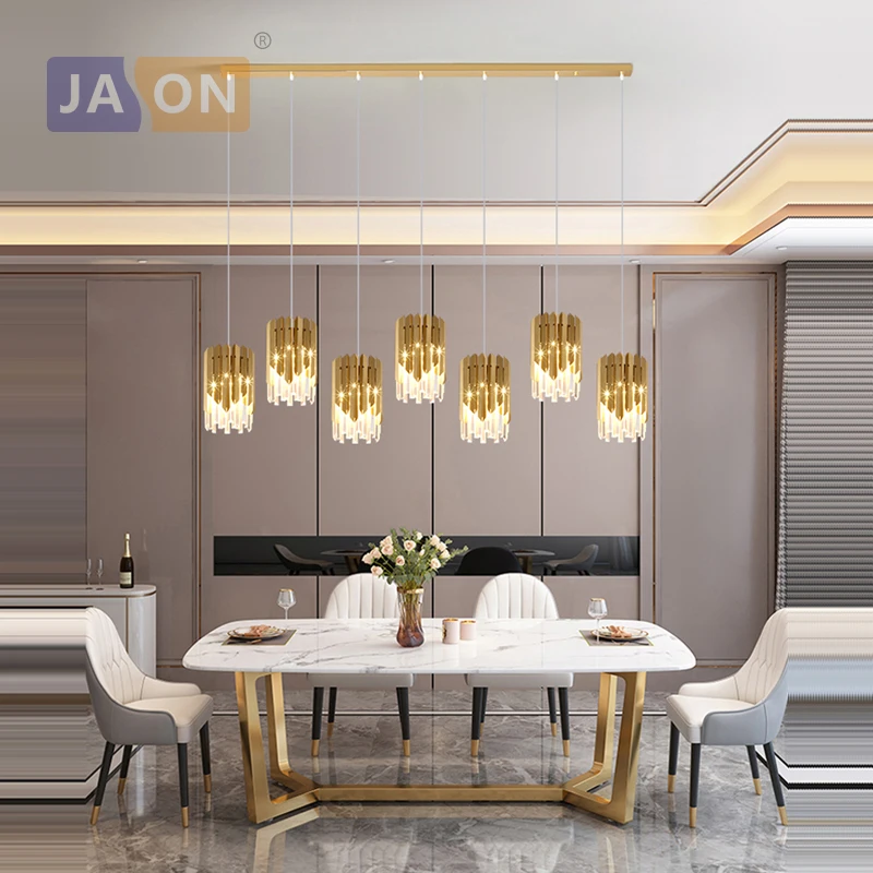 Luxury Chrome Silver Golden Crystal Designer LED Hanging Lamps Chandelier Lighting Suspension Luminaire Lampen For Dinning Room