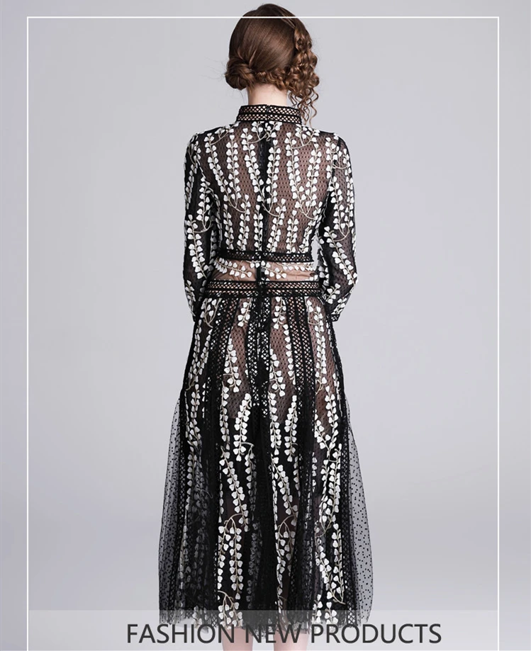 TESSCARA женское роскошное Сетчатое платье с вышивкой женское элегантное кружевное платье Femme высокое качество винтажные Дизайнерские Длинные вечерние платья
