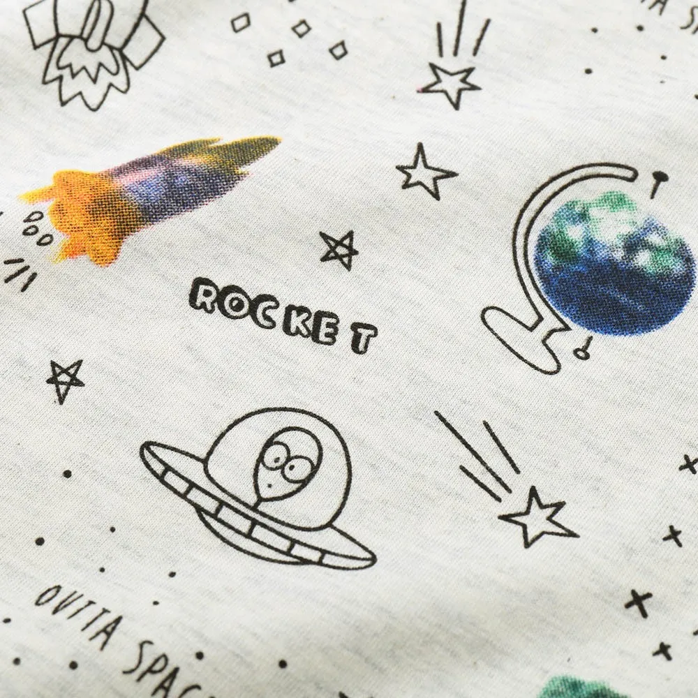 Космическая ракета, с буквенным принтом, милая модная летняя детская футболка с буквенным принтом для мальчиков и девочек топы, футболки, F5