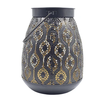 

Hanging Lamp Led Solar Lantern With Handle Home Decoration Garden Rechargeable Carved Gift Hollowed Iron Art Warm Light