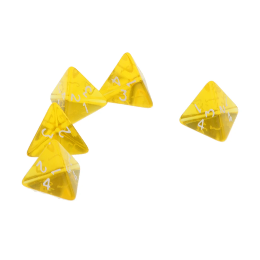 New 5pcs/Set TRPG Games Dungeons & Dragons D4 Multi Sided Dices Set Yellow