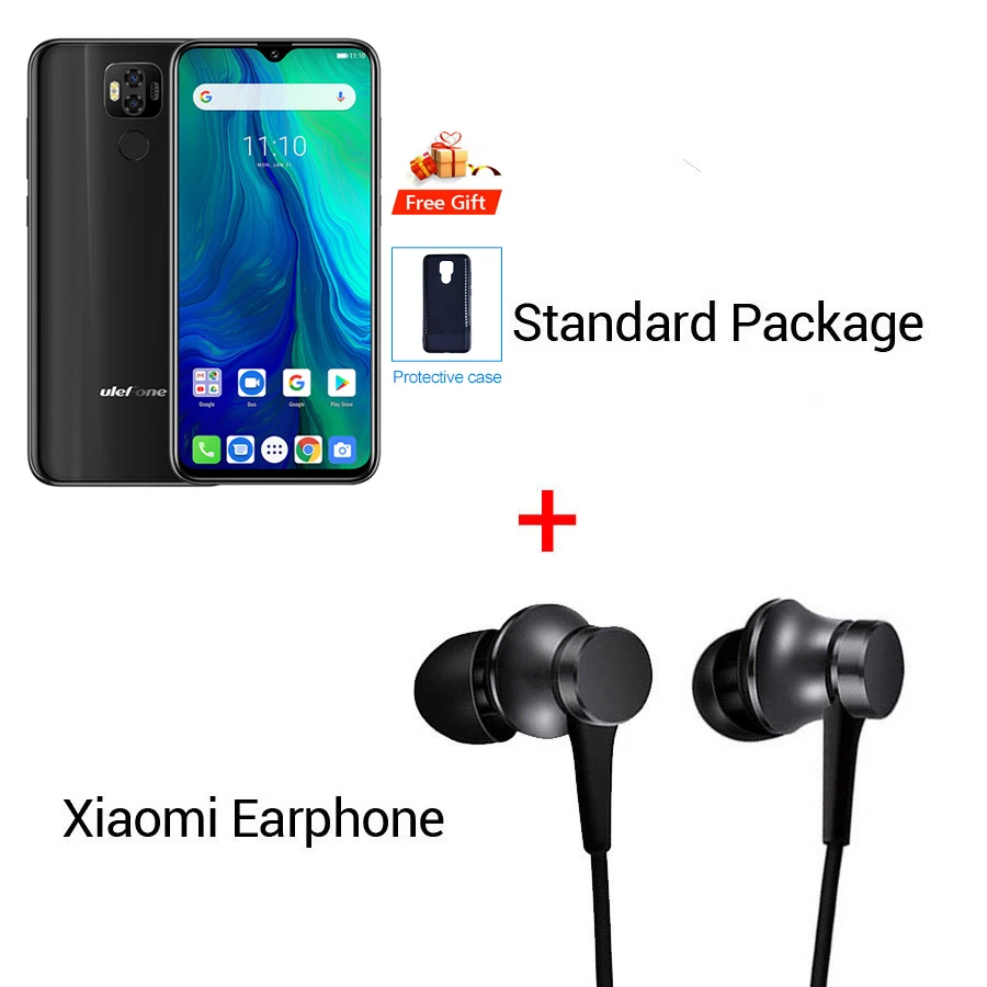 Black N Earphone Смартфон Ulefone power 6, Android 9,0 Helio P35, четыре ядра, 6350 мАч, 6,3 дюйма, 4 ГБ, 64 ГБ, 16 МП, face ID, NFC, 4G, LTE, мобильные телефоны - Цвет: Black N Earphone