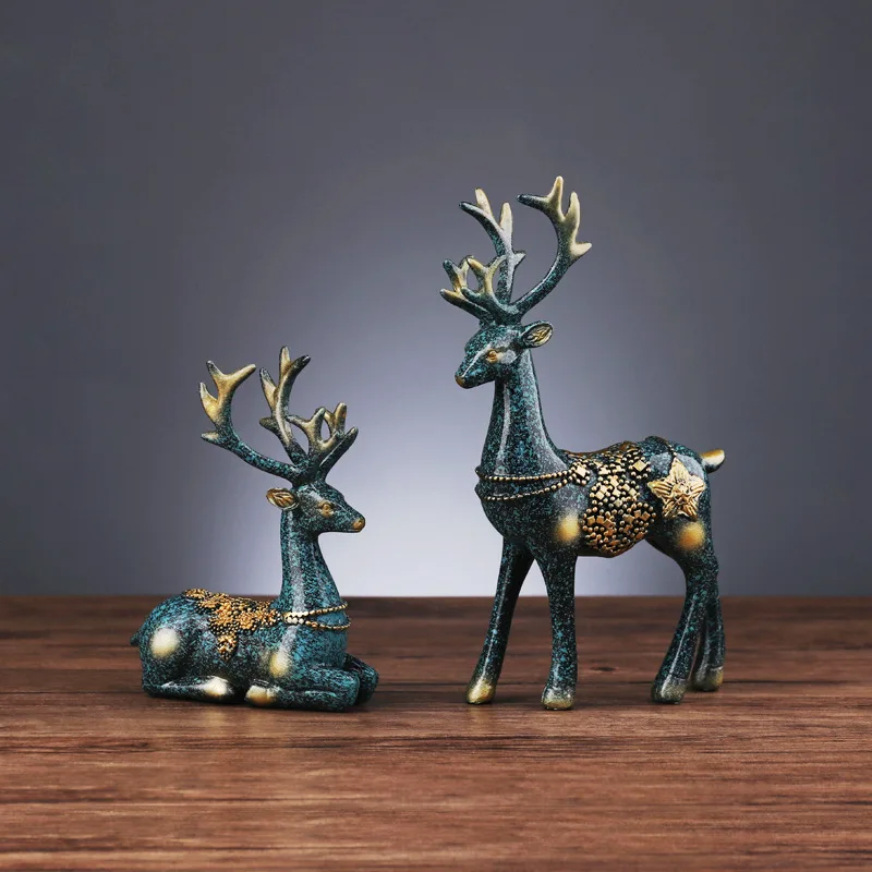 

Ancient Resin Elk Art Decoration Ornaments Home Wine Cabinet Point TV Cabinet Office Table Personality Decoration Ornaments