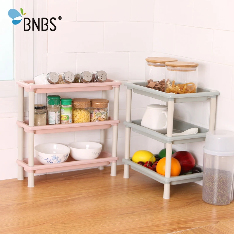 

BNBS Multi Use Household Holder Bathroom Desktop Mini Side Shelf Kitchen Spice Sundry Storage Rack Save Space Organizer Shelves