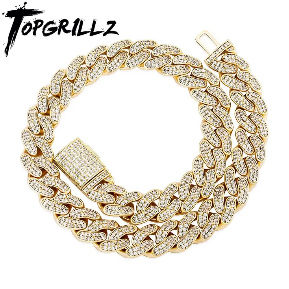 14MM Miami Cuban Link ICED Bracelet Hip Hop Mens Jewelry 14k White Gold Plated 