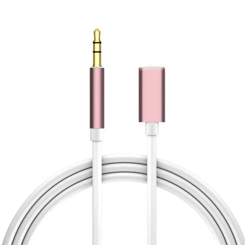 pink 1M Line For lightning to 3.5mm Headphone Audio Adapter IOS For iPhone For iPad Car Aux Jack Earphone Speaker Headset Music Cable - Color: pink