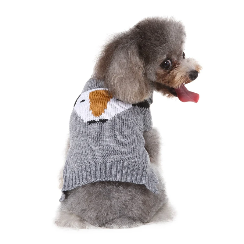Теплый свитер для домашних животных; сезон осень-зима; Одежда для маленьких и средних собак; Рождественский Повседневный стиль; вязаные наряды - Цвет: Серый