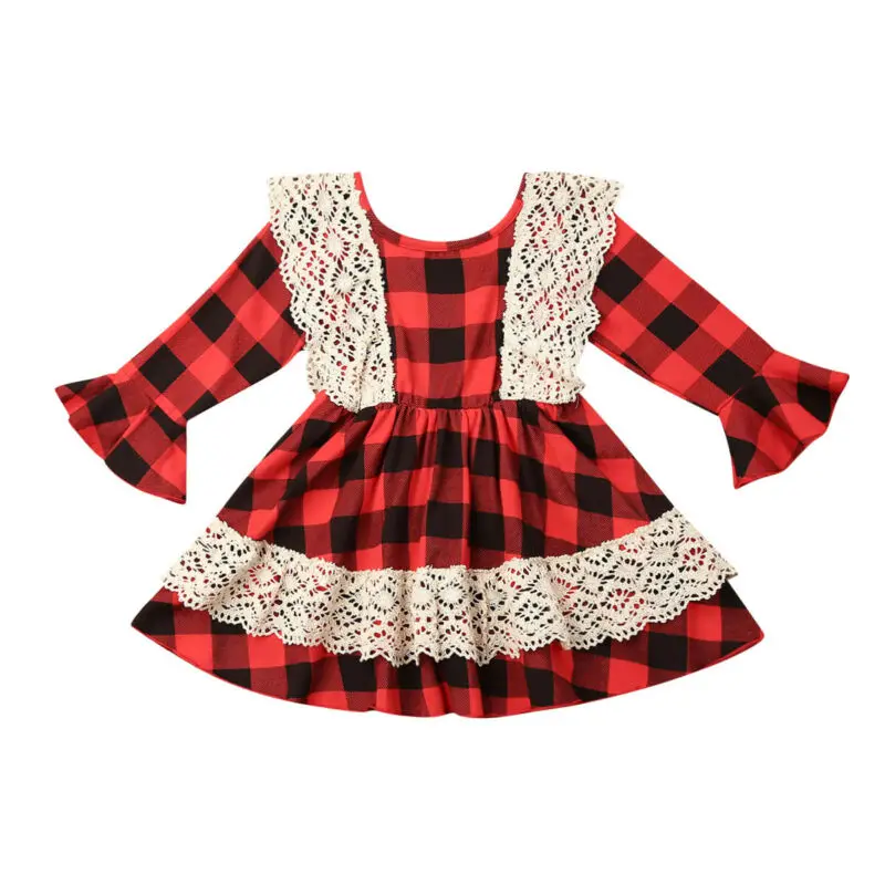 Christmas Toddler Kids Newborn Baby Girl Dress Xmas Party Princess Ruffle Lace Tutu Dresses Clothes 1-5Years | Детская одежда и