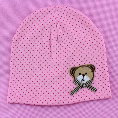 Новинка; 1 шт.; милая вязаная крючком теплая хлопковая детская шапочка для новорожденных; шапка для мальчиков и девочек; детская шапка унисекс с медведем для младенцев - Цвет: Розовый