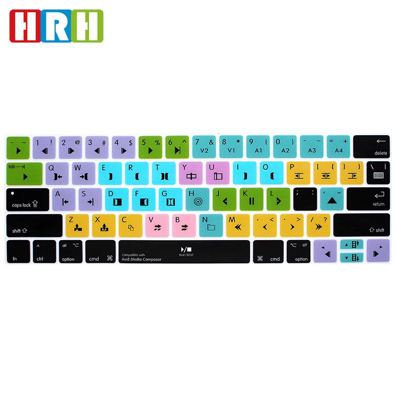 

HRH Avid Media Composer Function Hotkey Silicone Keyboard Cover SKin for Macbook Pro13 15Touch Bar A1706/A1707/A1989/A1990/A2159