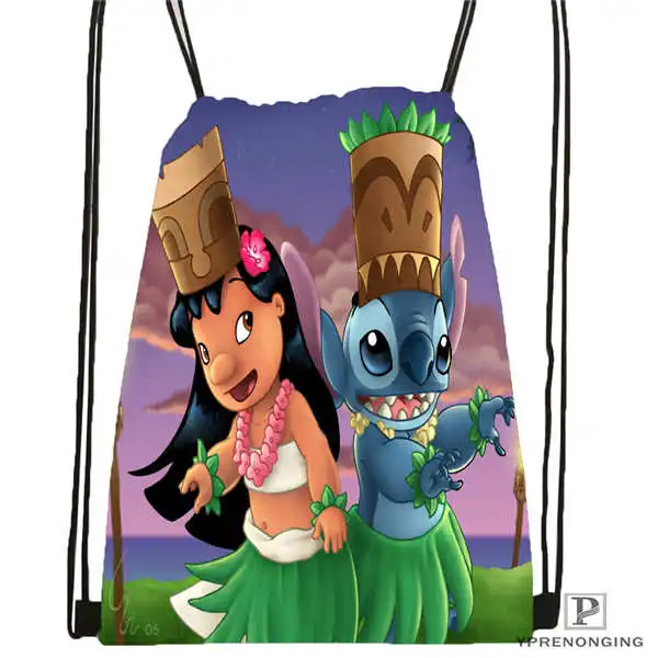 Drawstring Backpack Customilo-Stitch-walt походная сумка на шнурке для мужчин и женщин милый рюкзак дети ранец(черная спина) 31x40 см#20180611-03-139 - Цвет: Drawstring Backpack