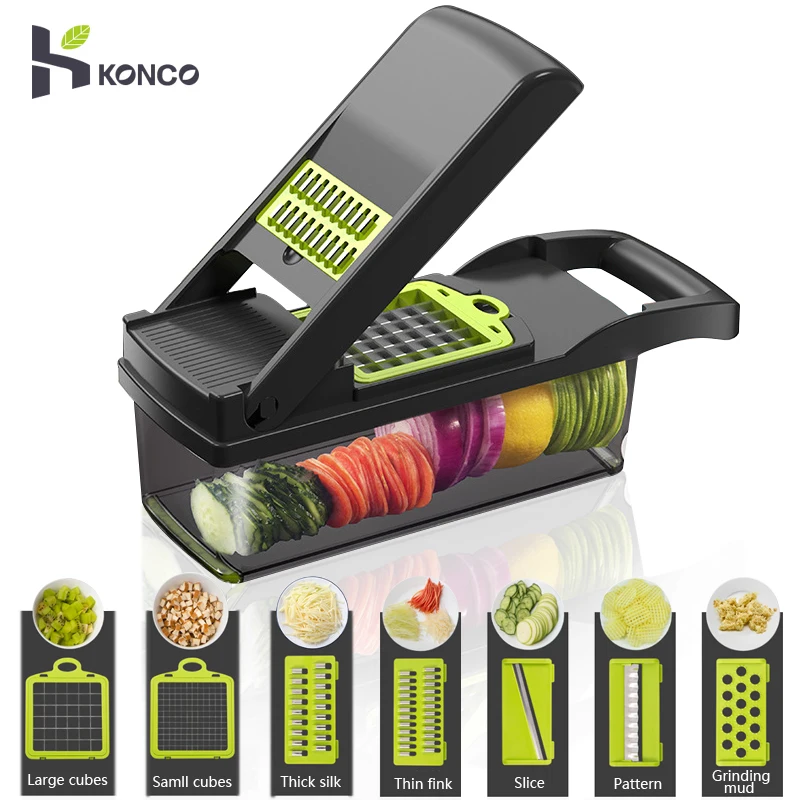 Konco Multipurpose Vegetable Slicer,Adjustable Slicer Cutter Fruit Potato  Peeler Carrot Grater Kitchen Accessories