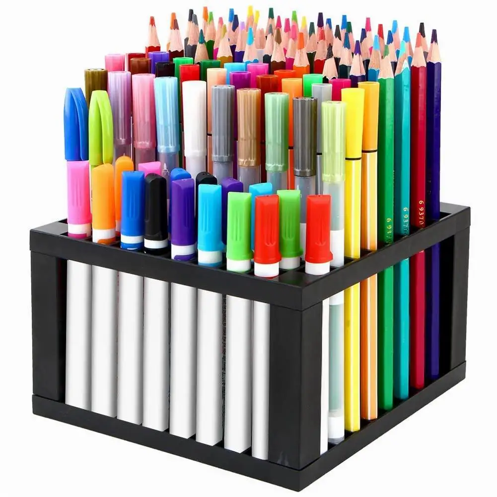 

Multi-functional Detachable 96-hole Square Shelf Pen Holder Office School Storage Case Art Office Supplies