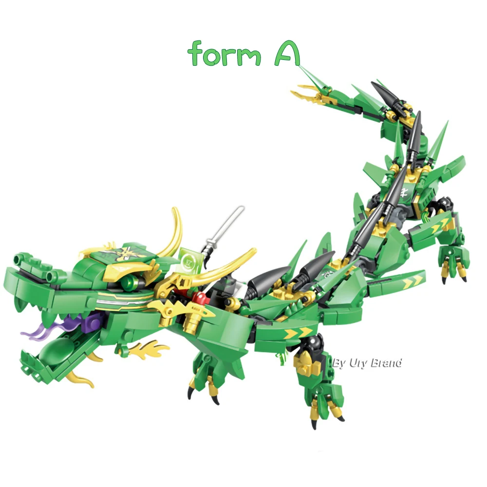 Конструктор Lloyd's Green Dragon Fighting Mech серии ниндзя Creator набор сделай сам 2 в 1 детские