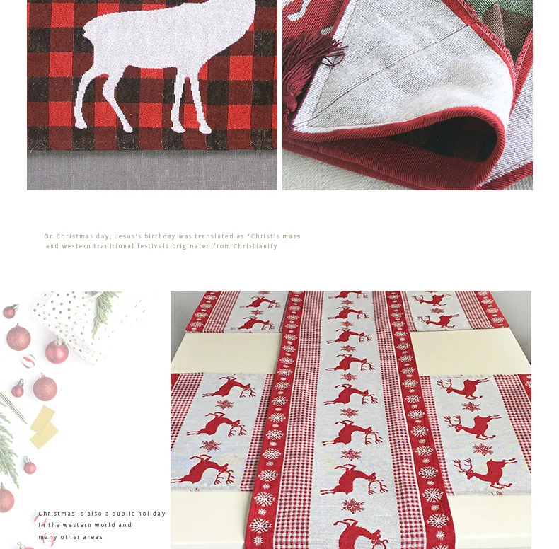 Christmas Table Runner Tablecloth Christmas Product Decoration Foreign Trade Christmas Table Runner Placemat Jacquard Amazon Hou
