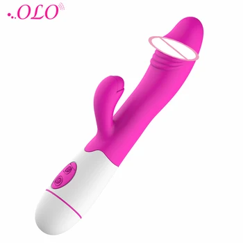 OLO USB Recharge Dual Vibration Rabbit Dildo Vibrator G Spot Massager Vaginal Clitoris Stimulator Sex Toys for Women 1