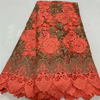 

2020 High quality French Net cord Lace Fabric Embroidered African Guipure Tulle Mesh lace fabric fo wedding dress lace