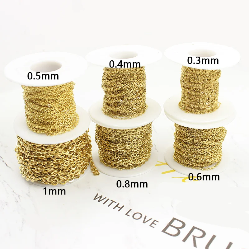 Stainless Steel Flat Link Cross Chains 10 Yard/roll 1.0/1.5/2.0/2.5/3mm for DIY Jewelry Chain Making Crafts stainless steel chains
