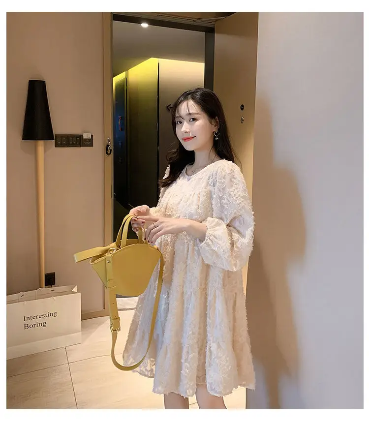 Dress Women Solid Loose Pregnant High Quality Simple Elegant Leisure Korean Style Female Spring Knee-length Vestidos Mujer Chic sun dresses